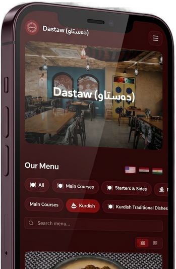 A restaurant menu styled with a custom brand